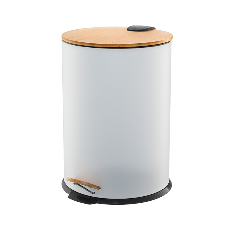 European Stainless Steel Trash Can with Lid, Household Kitchen Living Room Bamboo Lid Foot Pedal Trash Can Storage Factory Wholesale European Stainless Steel Trash Can with Lid, Household Kitchen Living Room Bamboo Lid Foot Pedal Trash Can Storage Factory Wholesale