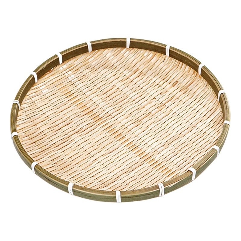 Bandeja de almacenamiento de bambú, recogedor redondo, canasta de secado de boca baja, tamiz de bambú, plato de bambú, canasta de comida, productos de bambú
