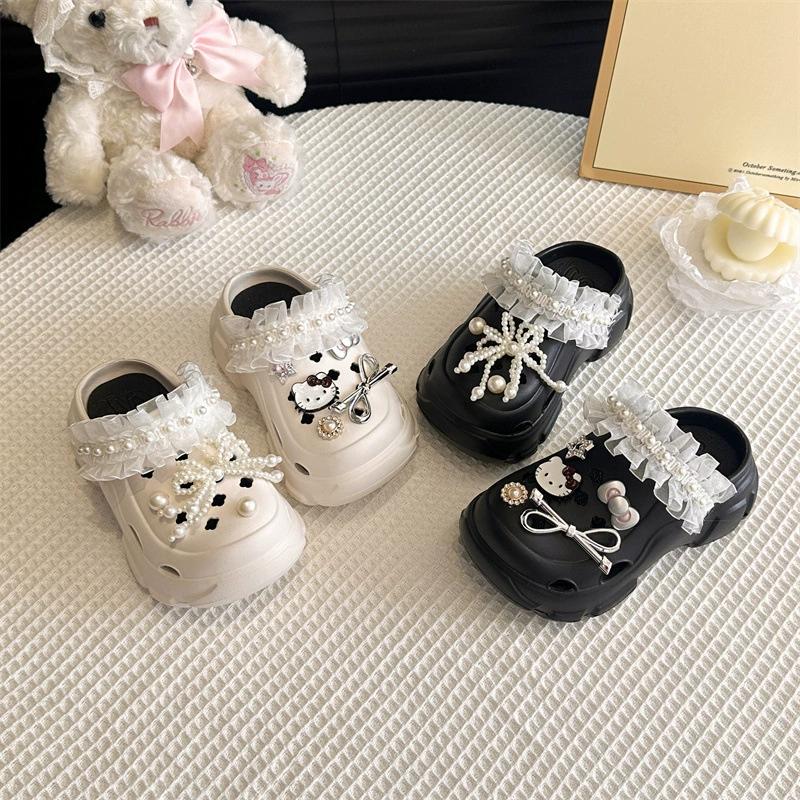 2025 новых летних товаров: милые тапочки Hello Kitty на толстой подошве из ЭВА, женская верхняя одежда, нескользящие удобные сандалии