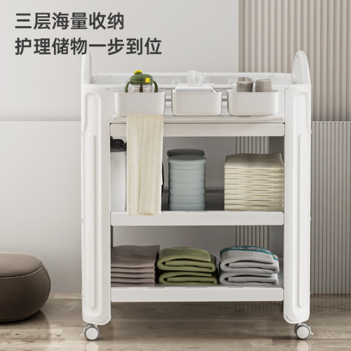 Baby diaper changing table, infant massage care station, portable newborn bath rack, mobile crib