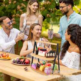 现货木质甜品架竹制纸杯蛋糕点心收纳架节日派对水果零食甜品架