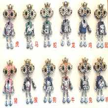 跨境蒸汽朋克风格十二生肖木头机器人成品项链/钥匙扣情侣生日礼