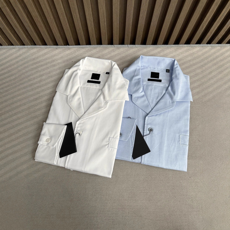 European Goods Cuban Collar Long-Sleeved Shirt Heavy Long-Staple Cotton Anti-Wrinkle Antibacterial Versatile ‌ Boss Men's Cross-Border Shirt