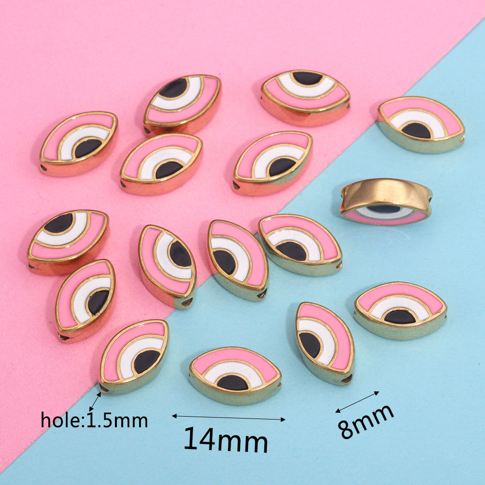 Ojo del diablo cuentas de acero inoxidable de doble cara gota de esmalte aceite ojos pequeños peces perlas espaciador perlas sueltas joyas DIY