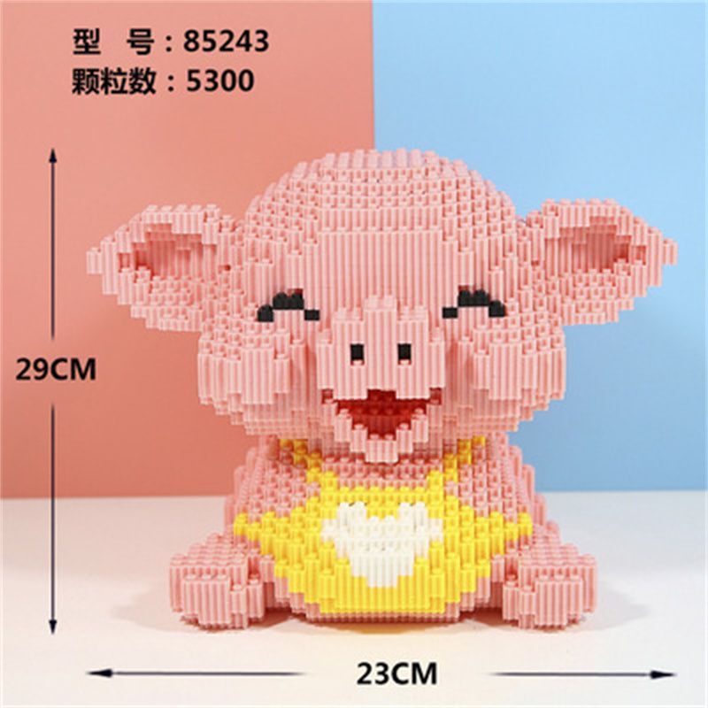 Suitable for Compatible with Lego Pink Pig Building Blocks, Difficult Educational Puzzle Toys for Adults and Kidsren, Zodiac Pig Mascot