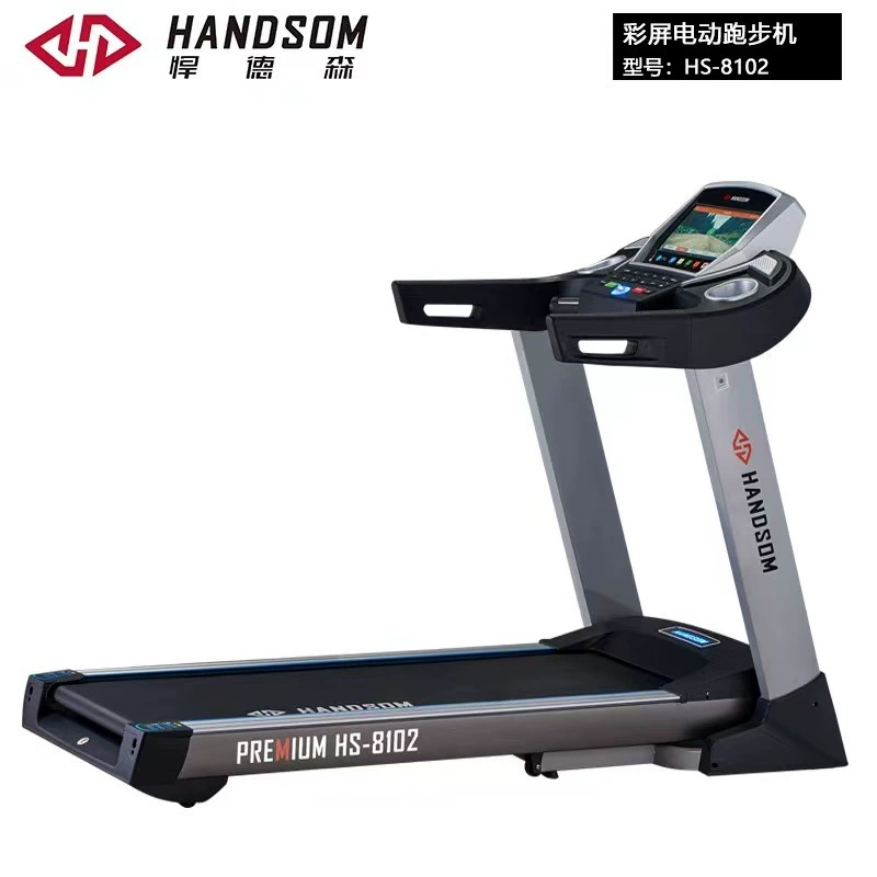 Электрическая беговая дорожка Henderson HS-8102 с цветным экраном, складная, для использования в помещении, с амортизацией и системой виброизоляции.