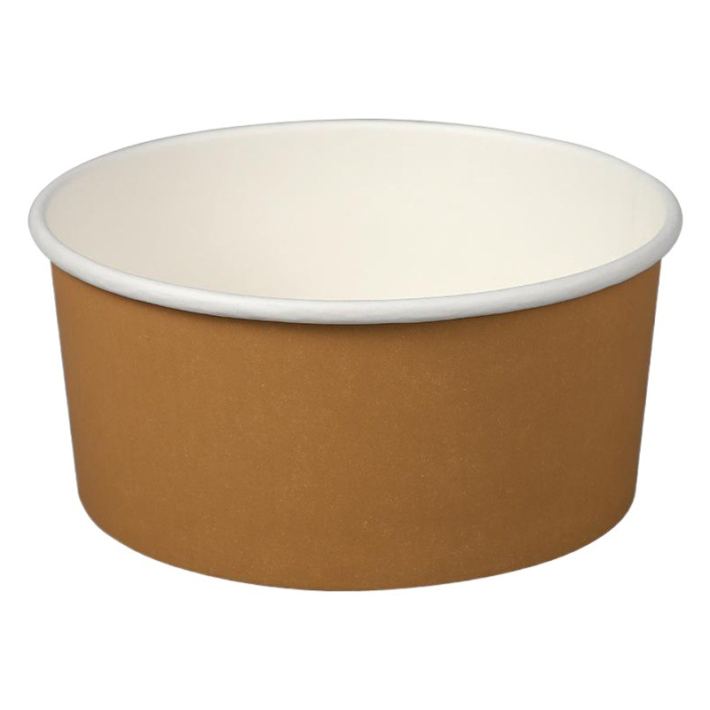 Kraft Paper Bowl Light Food Salad Bowl Thickened Disposable Bowl Wholesale Paper Bowl Round Lunch Box with Lid Takeaway Packing Box