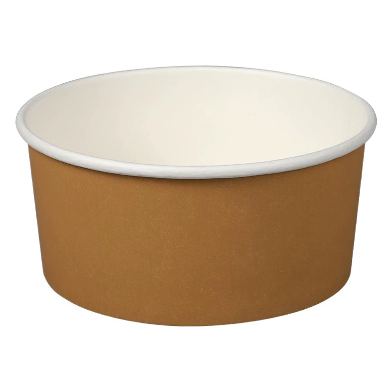 Чаша из крафт-бумаги Легкая салатница для еды Утолщенная одноразовая миска Оптовая бумажная миска Круглый ланч-бокс с крышкой Упаковочная коробка на вынос