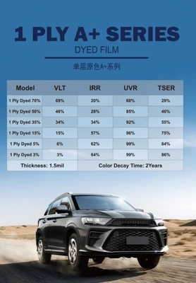 Automotive Film Window Film, High-Definition, Heat-Insulating, Uv-Resistant - 152m30m-single-layer-primary-color-light-transmittance-35