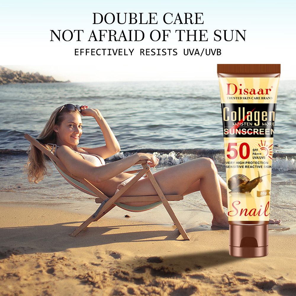 跨境50g骨胶原蜗牛清爽隔离防护乳多款可拿样OEM代工Sunscreen