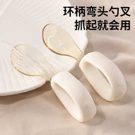 宝宝吃饭吃辅食叉勺儿童进食训练叉勺吸盘脚PPSU勺叉套装配收纳盒