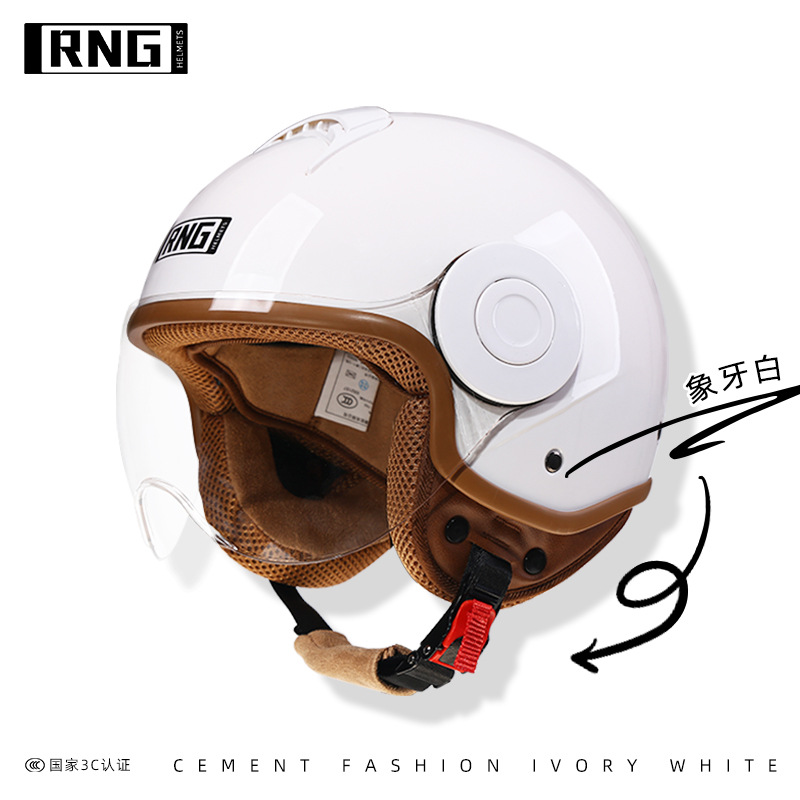 RNG nuevo estándar nacional 3C certificado motocicleta casco retro motocicleta casco 3/4 casco de los hombres y mujeres casco de coche eléctrico