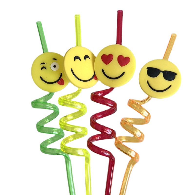 Fábrica en stock al por mayor creativo de PVC forma de paja decoración fruta unicornio creativo paja de PVC FORMA DE PAJA