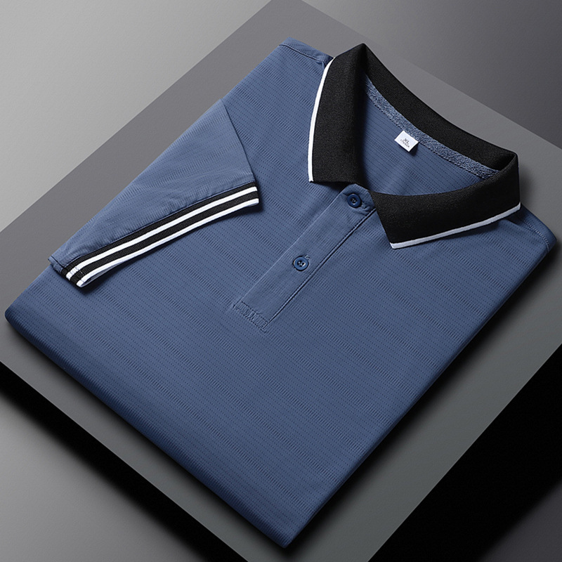 Hielo polo camiseta hombre de manga corta 2023 verano delgada ropa de negocios casual hombre camiseta con solapa de moda