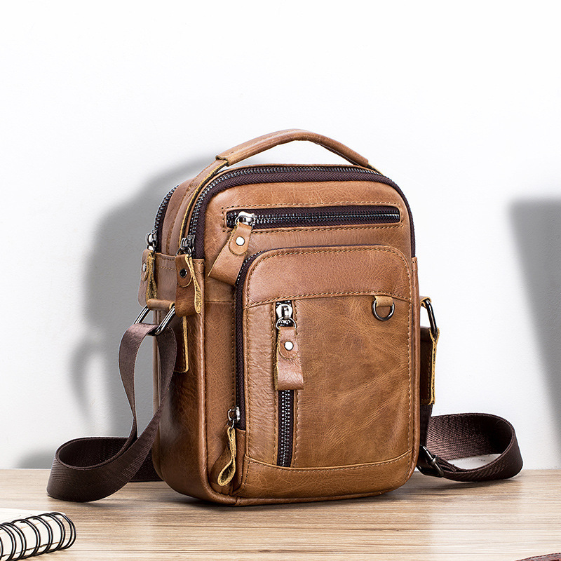 Steel Lion Genuine Leather Shoulder Bag First Layer Cowhide Men's Crossbody Bag Multi-Functional Export European and American Trendyy Men's Bag Steel Lion Genuine Leather Shoulder Bag First Layer Cowhide Men's Crossbody Bag Multi-Functional Export European and American Trendyy Men's Bag