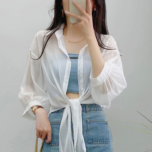 Women's Summer Thin Chiffon Open Cardigan, Ethereal Sunscreen Jacket, Off-the-Shoulder, Peplum, Outerwear for Dress, Lantern Sleeve, Collarless Shoulder Jacket with Overcoat