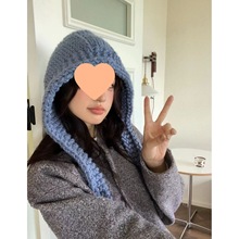 秋冬氛围感韩版东大门手工钩织粗针织巴拉克拉法帽冬季保暖护耳帽