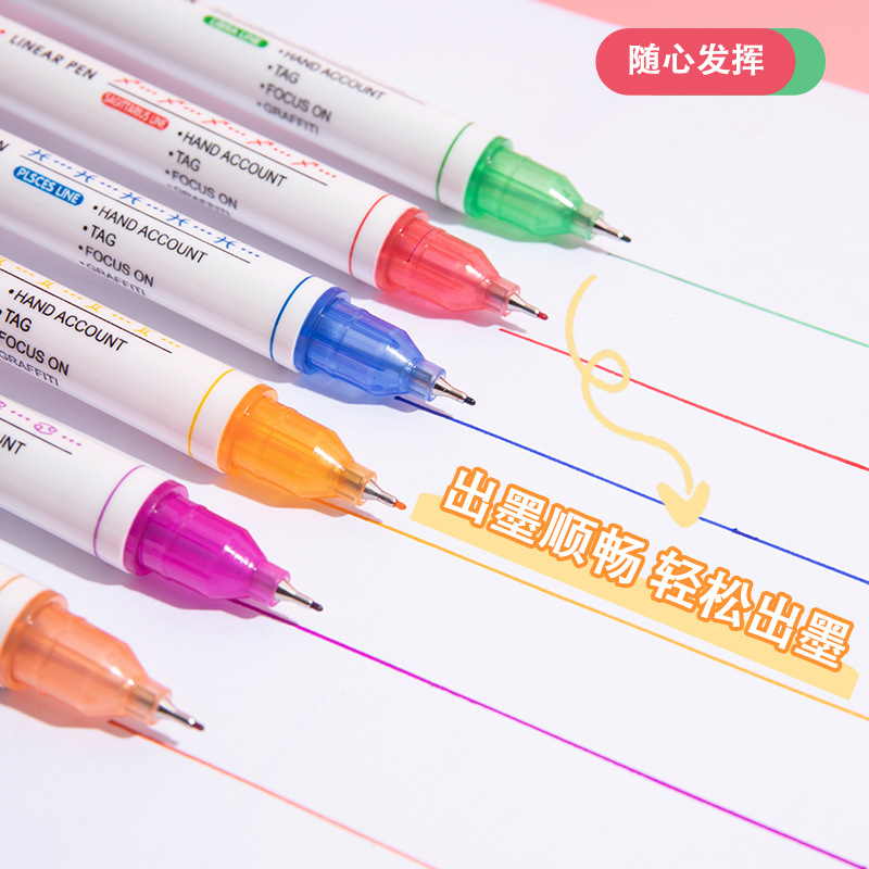 Creativa doce constelación curva de pluma de doble cabeza de secado rápido clave resaltar pluma marca pintura gancho línea mano cuenta contorno pluma