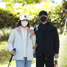 秋冬季新款防风防水保暖透气外套情侣户外运动休闲三合一冲锋衣男