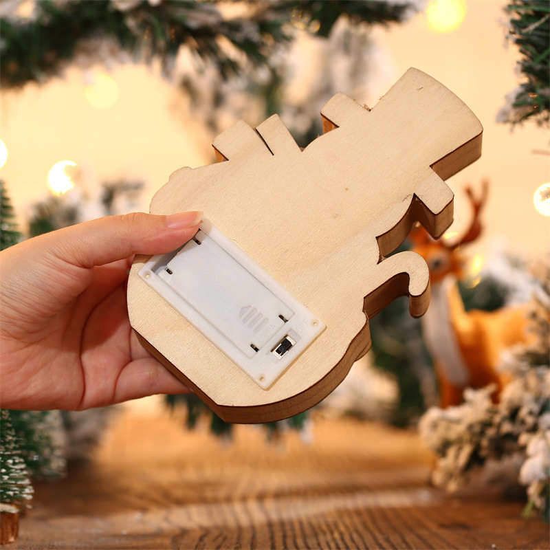 Santa Claus, Snowman Pattern Christmas Santa Claus Snowman Wood Party Lightings