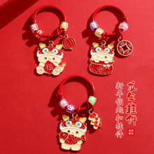 龙年国潮醒狮金属龙挂件创意车钥匙扣可爱包包挂饰新年小礼品批发