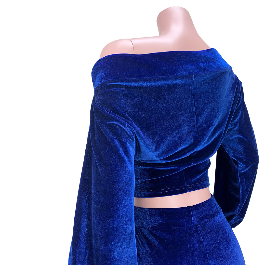 Completo pantalone donna per discoteca monospalla maniche a lanterna_voghion.com
