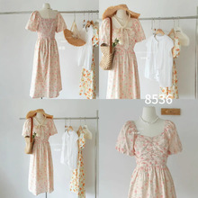 【筱漂亮】沙河时尚茶歇甜美连衣裙高级感收腰碎花裙厂家直销8536