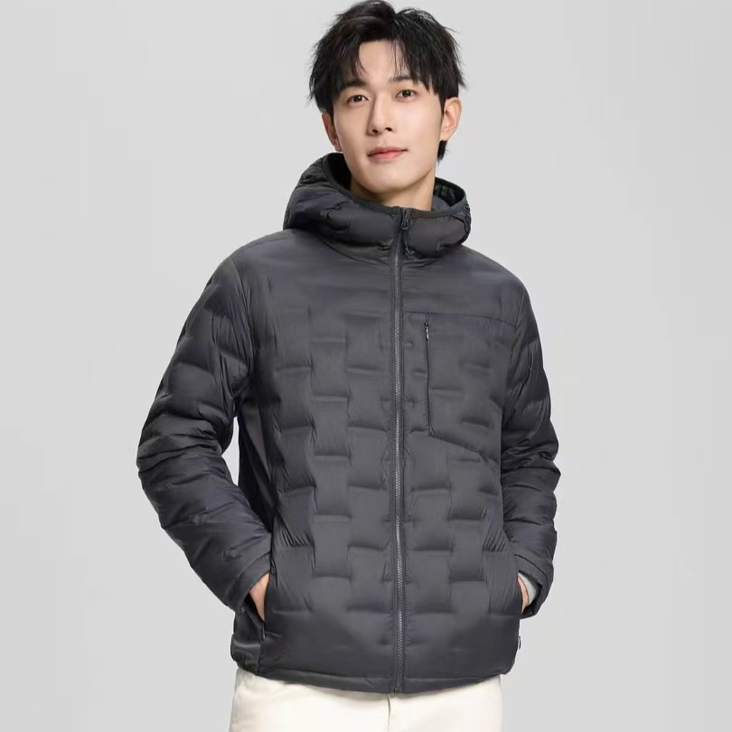 Chaqueta de plumón ligera de gama alta para hombres cortos de otoño 2025 nuevo 90 chaqueta deportiva con capuchón resistente al viento a prueba de frío