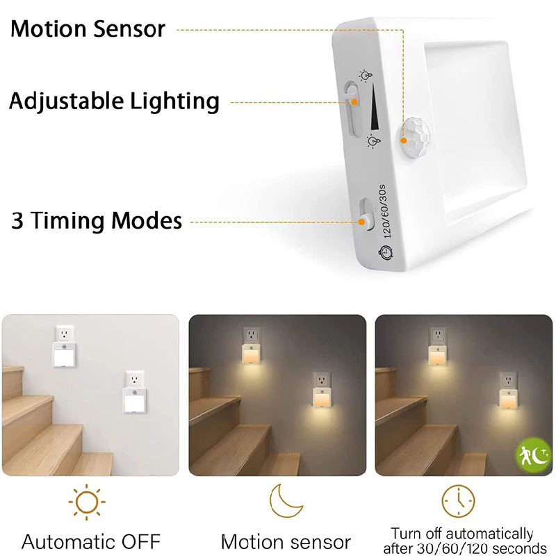 Led Sensor Light Plug-In Human Body Sensor Motion Sensor Stepless Dimming Night Light Atmosphere Light Night Light Socket