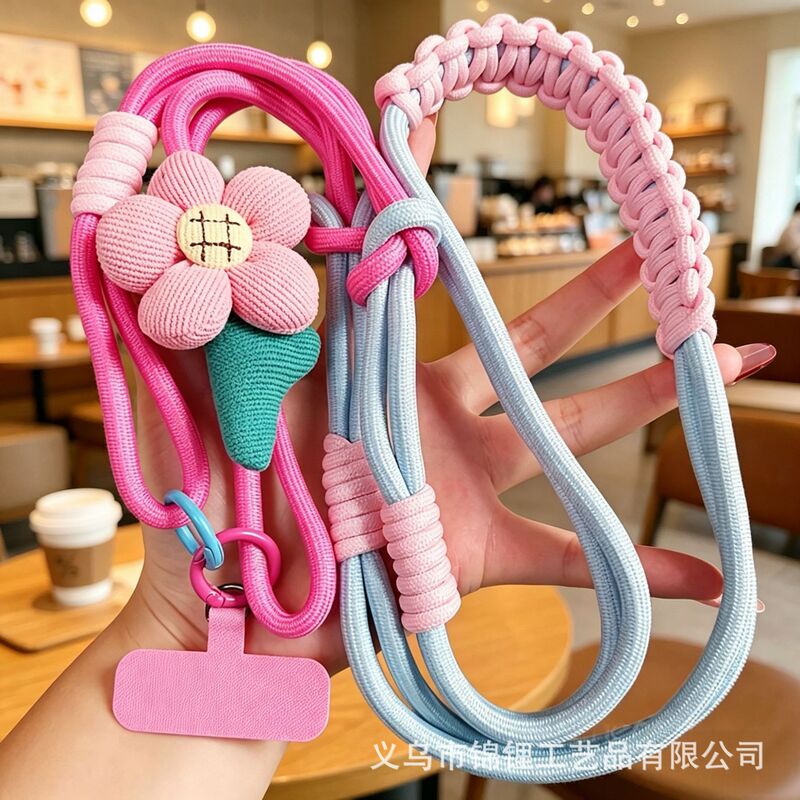 Trendy Ins-Style Phone Lanyard, Three-In-One Color-Blocking Braided Shoulder Strap with Pressure-Reducing Design, Anti-Drop Phone Case Lanyard