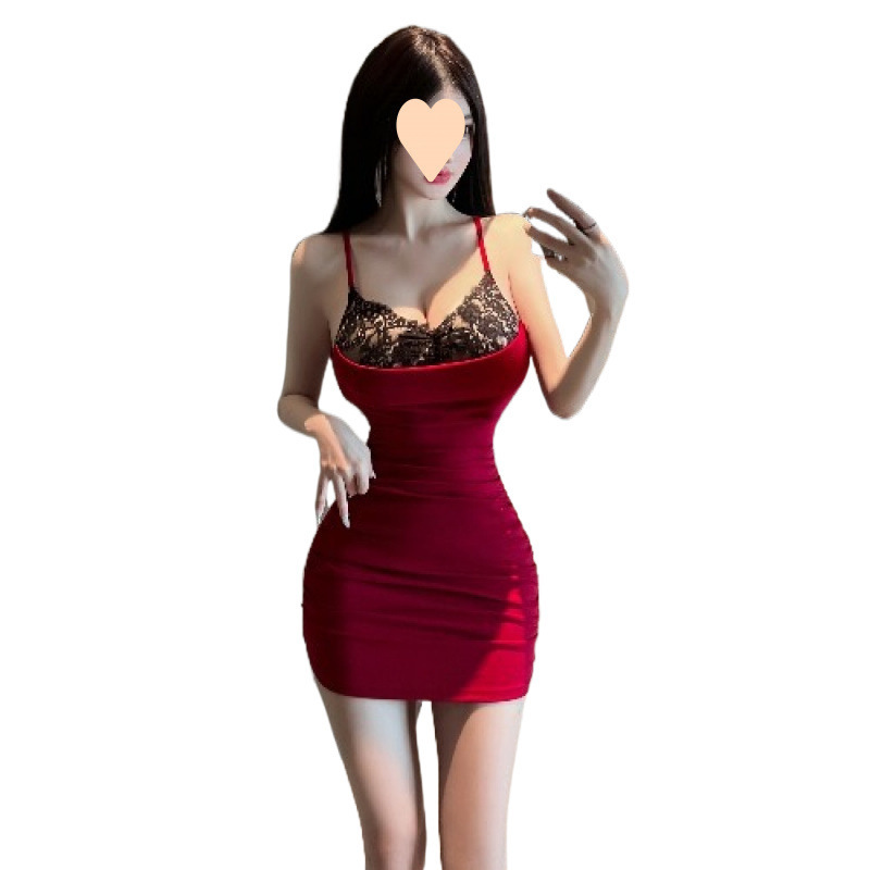 GraceChic GraceChic Plus Size 150kg European American Style Sexy Sweet And Spicy Low Neck Lace Patchwork Tight Strap Bodycon Dress_voghion.com