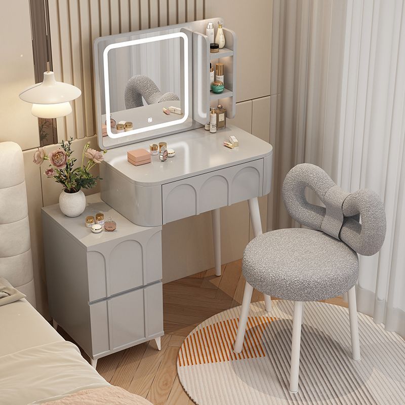 Cream Style Dressing Table Bedroom Modern Simple Small Apartment Makeup Table Bedside Storage Cabinet Desk Mirror Integrated