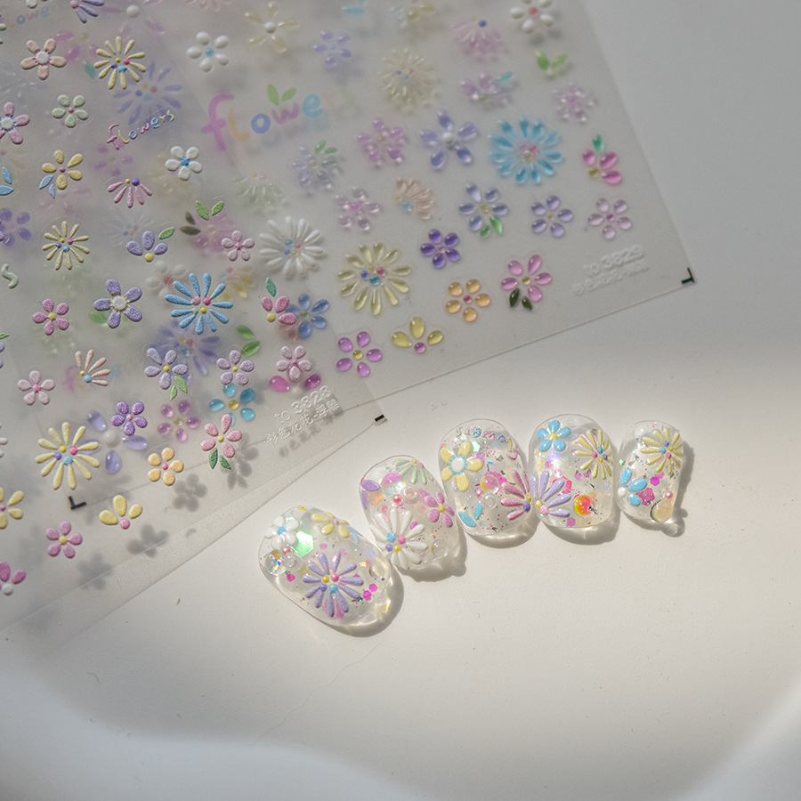 9g Weight Nail Patches Nail Supplies 1 Piece Quantity Plastic Material Cartoon Pattern Simple Style Style Tomoni Jelly Nail Stickers Popular Cute Nail Sticker Factory Wholesale Japanese Color Flower 3828 2