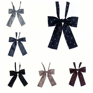 Homemade Cute Basic Wave Dot Small Long Handle Bow Tie Accessories Soft Girl Jk Uniform Shirt Sweet Matching