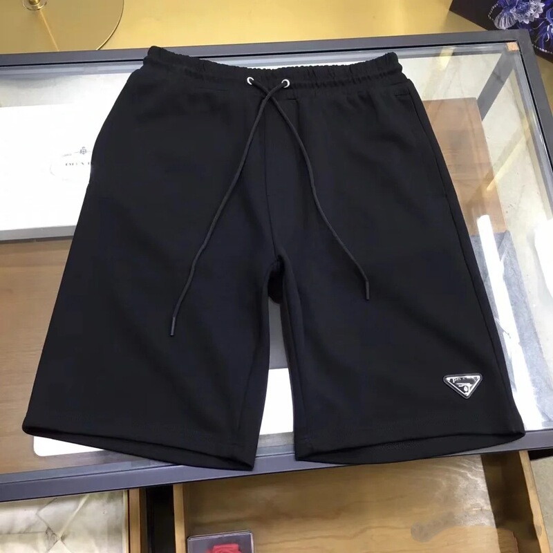 Cross-Border Supply Triangle Leather Label Cotton Shorts Trendy Brand Casual Sports Shorts Men's Half-Length Shorts Men's Beach Shorts