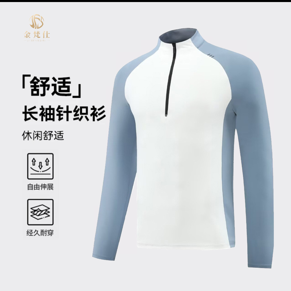 Camiseta de tenis deportiva sin marca de prensa semiacremallera Dijia invierno base chaqueta casual para correr y secar rápidamente mangas largas