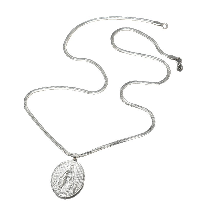 Acero inoxidable transfronterizo hidráulico elíptico relieve tridimensional hombre y mujer collar cruz retro hip-hop colgante de acero titanio