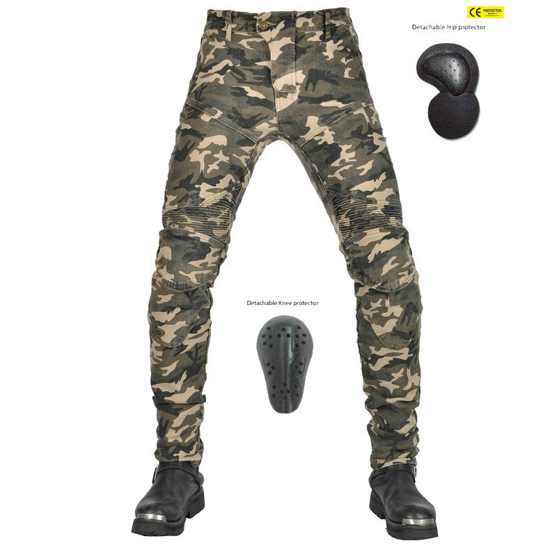 VOLERO motocicleta pantalones vaqueros de camuflaje de los hombres pantalones casuales de la motocicleta fuera de la carretera Delgado estiramiento resistente a la caída de los pantalones de montar