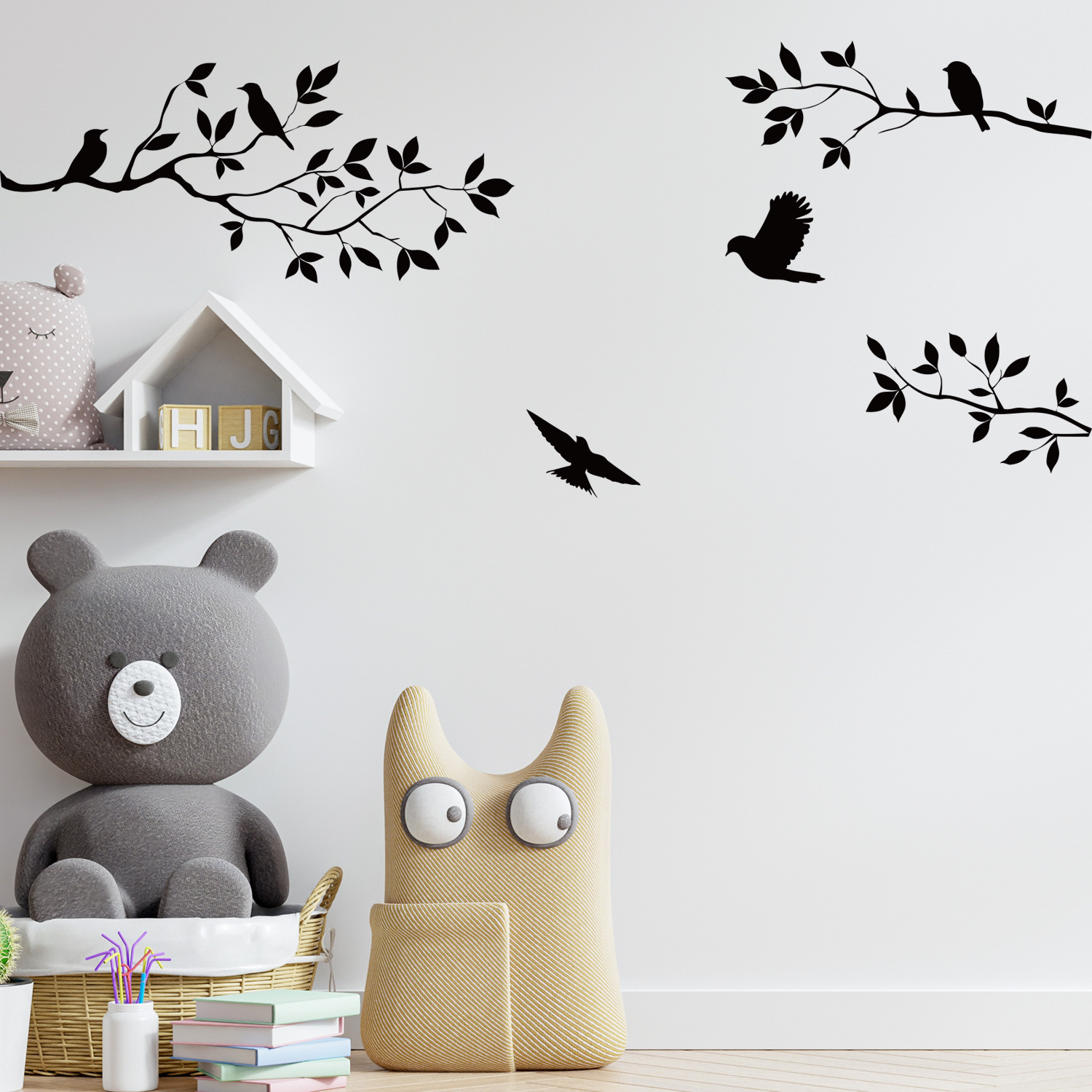 Branch Bird Creative Wall Stickers Cross-border Removable Bedroom Living Room TV Background Decorative Wall Sticker ZY8208