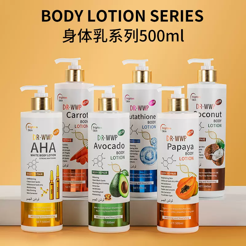 WWP外贸AHA身体乳去干皮滋润保湿亮肤身体护理跨境木瓜润肤乳批发