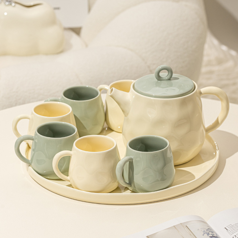 Cream Ceramic Water Cup Set Gift Box Water Set Home Living Room Tea Set Kettle Tea Cup Housewarming Home Cup Hospitality