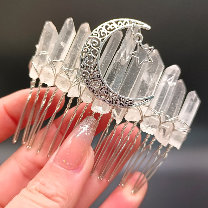 Queen Moon Crown Alloy Crystal Plating Insert Comb display picture 2