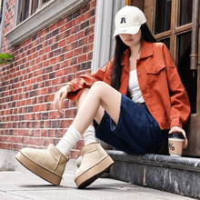 Ariesugg河南桑坡厚底皮毛一体雪地靴短筒增高保暖棉鞋加绒加厚