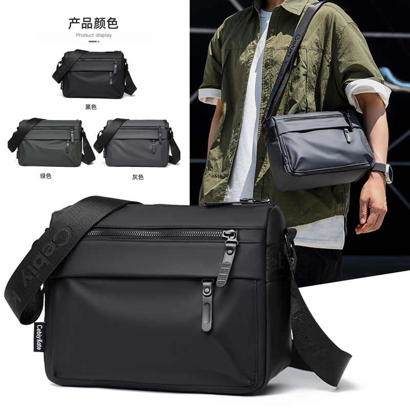 Cross-Border Casual Men's Bags, Crossbody Bags, Student Fashion Trendy Shoulder Bags, Functional Multi-Layer Leather Commuter Backpacks