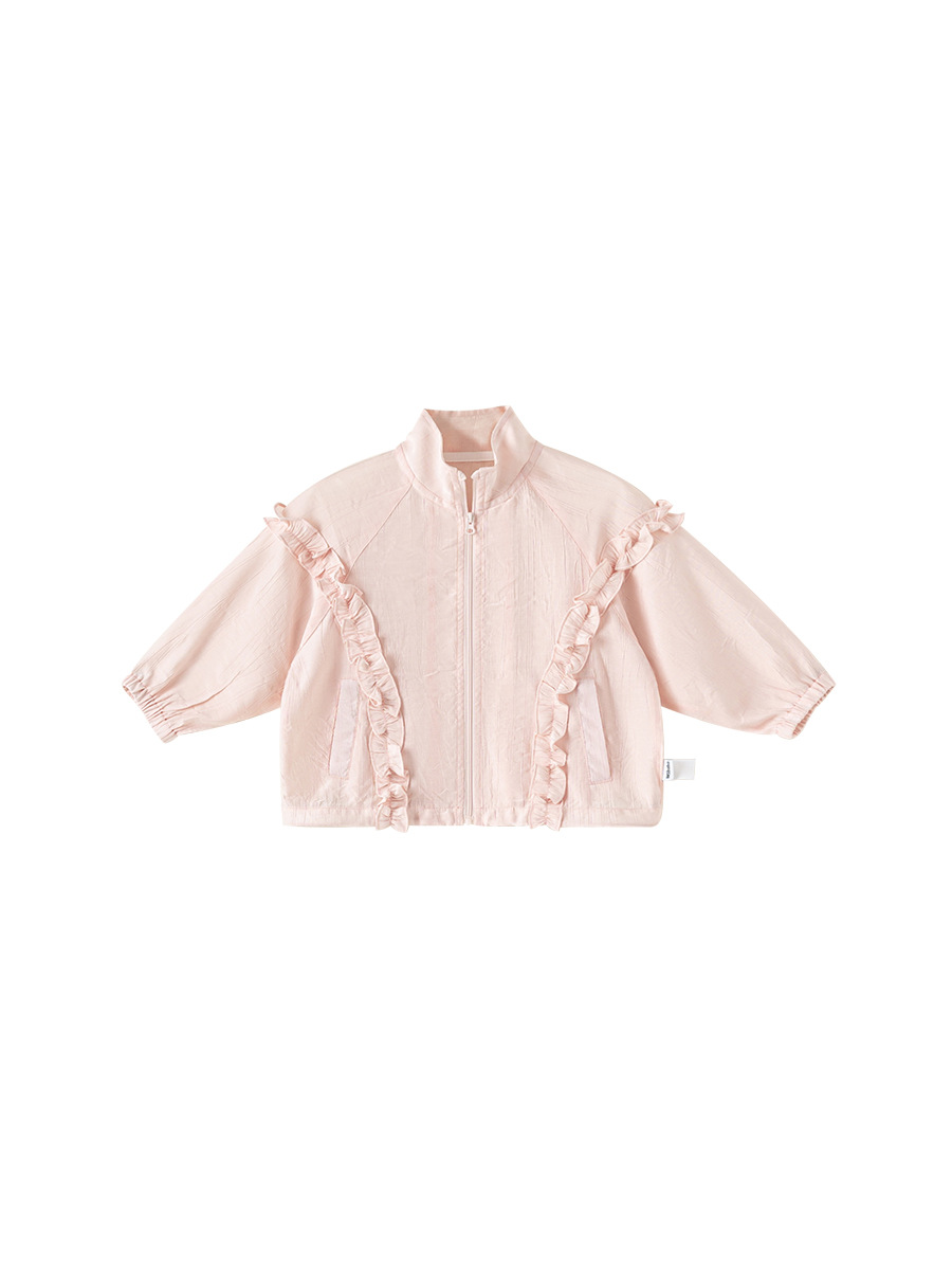 Youbao ropa para niños verano nuevo estilo para niños lindo top cárdigan dulce cuello alto encaje chaqueta de manga larga para niñas