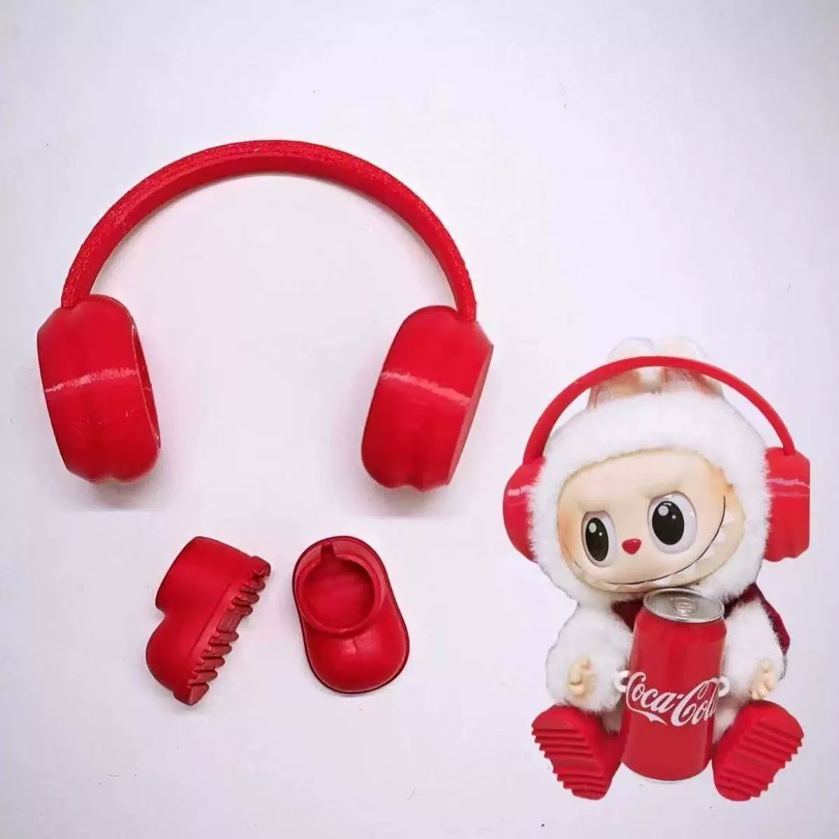 Набор одежды (Labubu) для куклы 17 см, костюм Coca-Cola с наушниками и ботинками, мульт стилевые