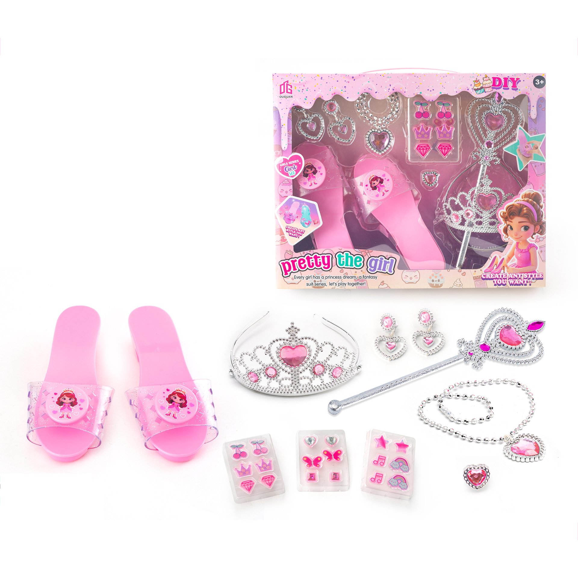 Set de Joyas de Juguete Infantil de Plástico con Accesorios Intercambiables para Niñas