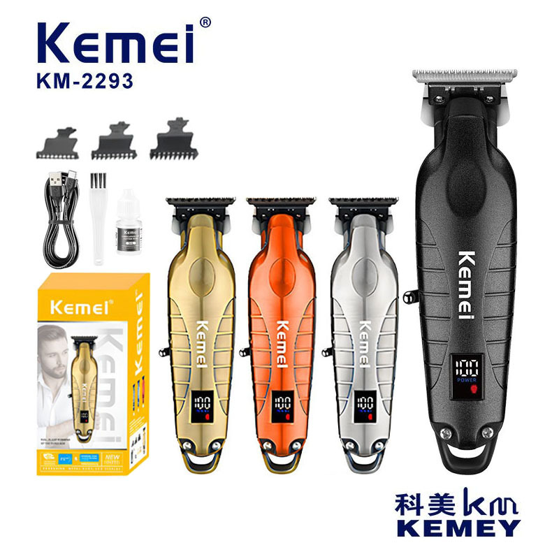 Kemei Kemei 조각 전기 머리 깎기 KM-2293 금속 몸 디지털 디스플레이 전기 머리 깎기 이발사 도구