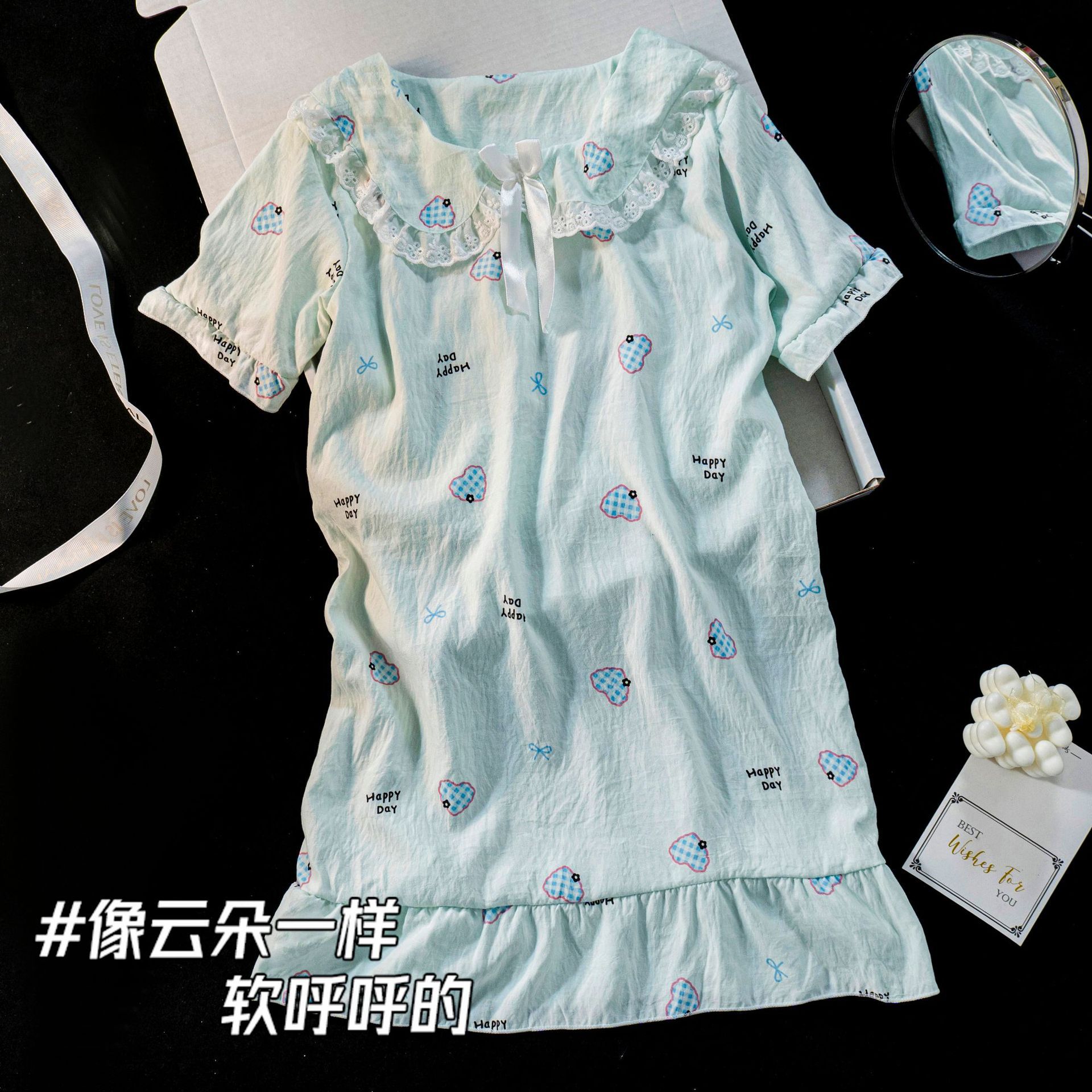 Sudeste asiático al por mayor ropa infantil pijamas niños 2025 nuevo verano delgado nubes algodón vestido de niña de mangas cortas