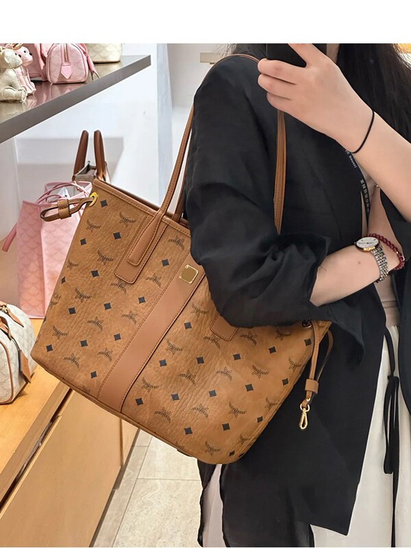 MC家高品质新款真皮女包百搭字母购物袋手提大容量托特时尚单肩包|undefined